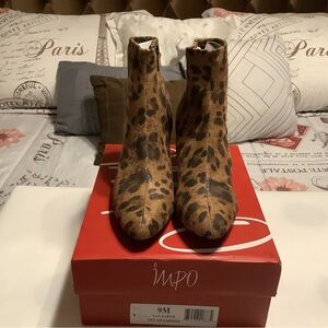 Impo Women's Brown Leopard Stretch Ankle Booties